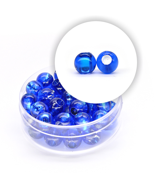 Perlas de plástico alma de plata (acerca 8,5 g) 8 mm ø - Azul ma